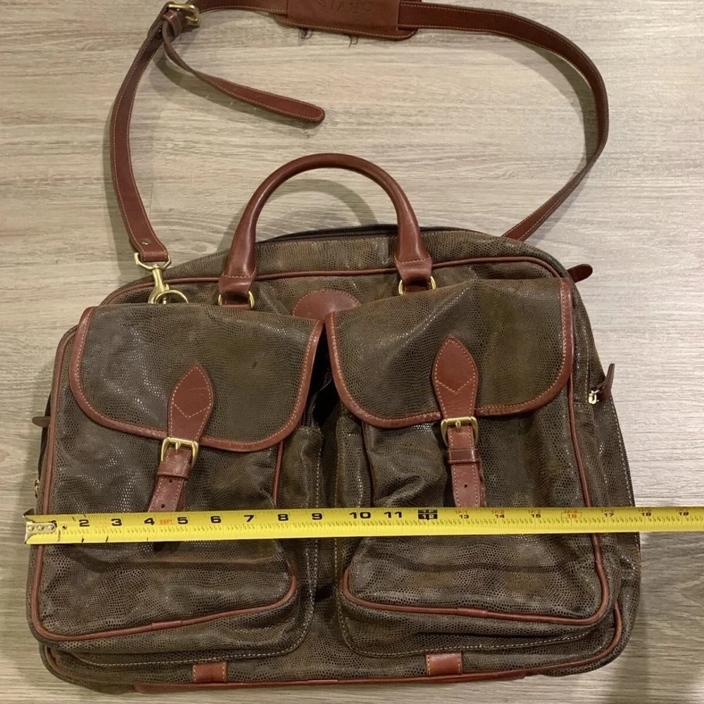 VINTAGE ORVIS BATTENKILL MESSENGER BRIEFCASE TRAVEL BAG BROWN LEATHER *RARE*